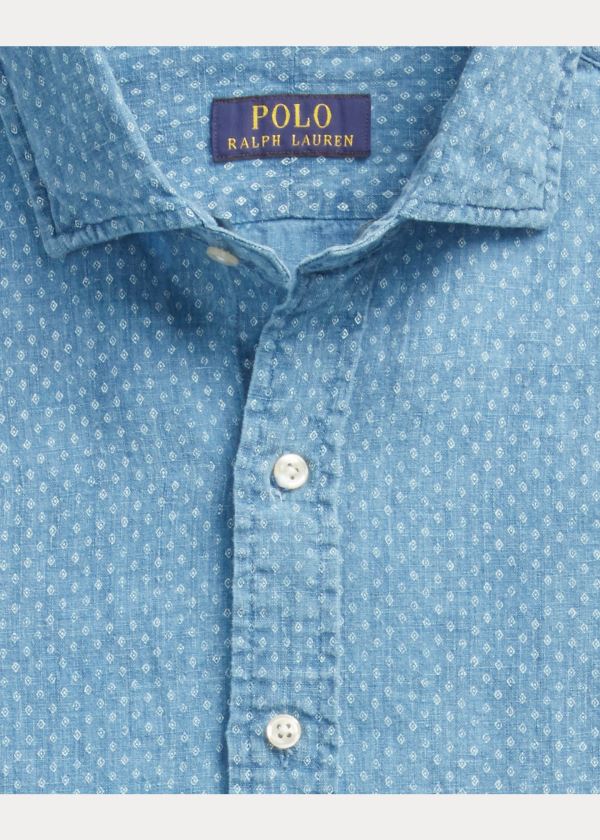 Ralph Lauren Classic Fit Print Linen Shirt Blankyt Blankyt Světle Modré | zEGnEneP