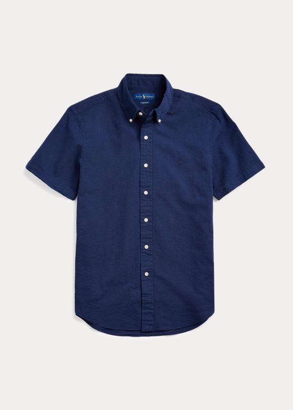 Ralph Lauren Classic Fit Seersucker Shirt Tmavě Blankyt | 30Ughi8q