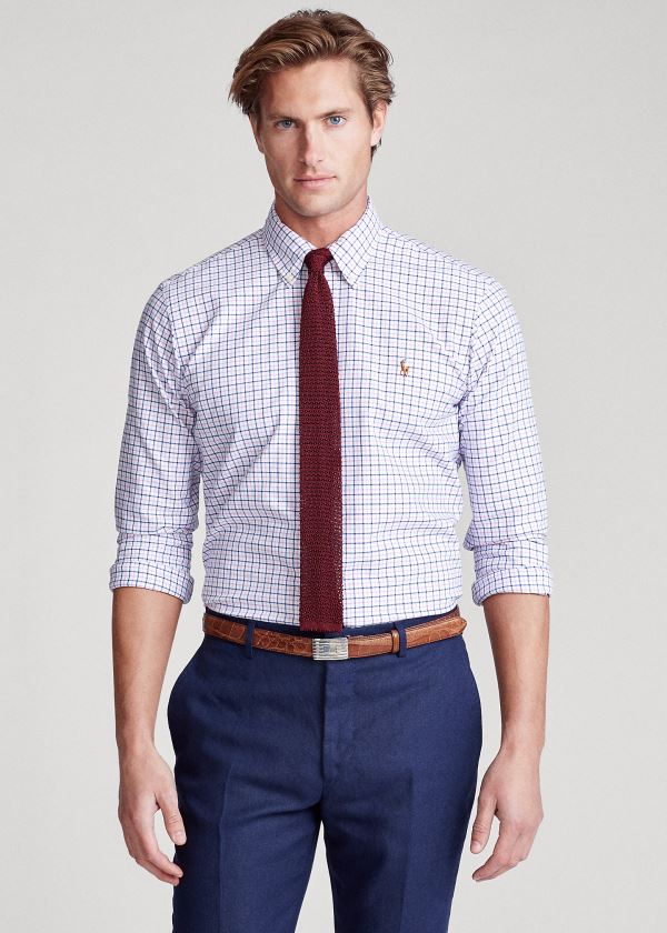 Ralph Lauren Classic Fit Tattersall Shirt Tmavě Královská Modrá Růžové | 4cYSs5QX