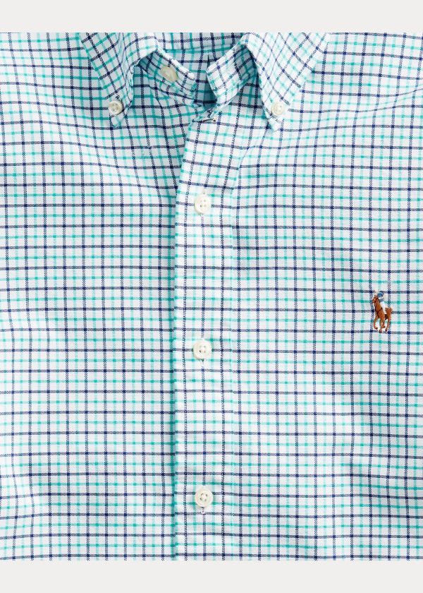 Ralph Lauren Classic Fit Tattersall Shirt Tmavě Blankyt Zelene | UQb3j5NM