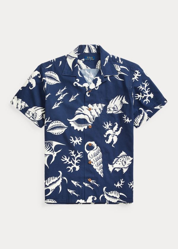 Ralph Lauren Classic Fit Tropical Shirt Tmavě Blankyt Bílé | SQlDcI3G