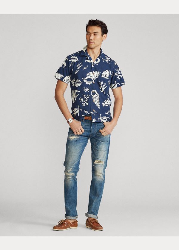 Ralph Lauren Classic Fit Tropical Shirt Tmavě Blankyt Bílé | SQlDcI3G