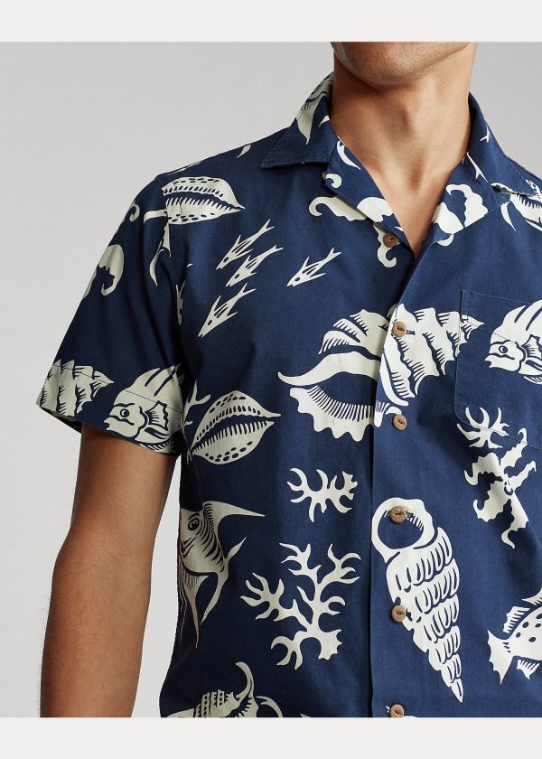 Ralph Lauren Classic Fit Tropical Shirt Tmavě Blankyt Bílé | SQlDcI3G