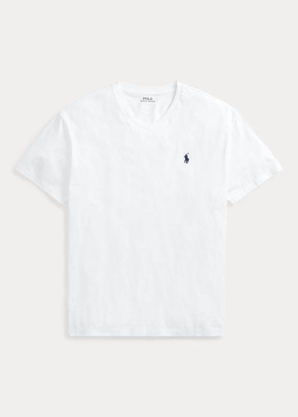 Ralph Lauren Classic Fit V-Neck T-Shirt Bílé | uhkm1lOl