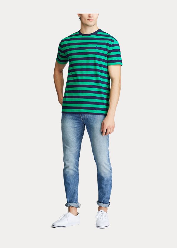 Ralph Lauren Classic Striped Jersey T-Shirt Zelene Tmavě Blankyt | SEmwzZKA