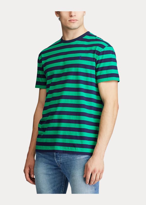 Ralph Lauren Classic Striped Jersey T-Shirt Zelene Tmavě Blankyt | SEmwzZKA