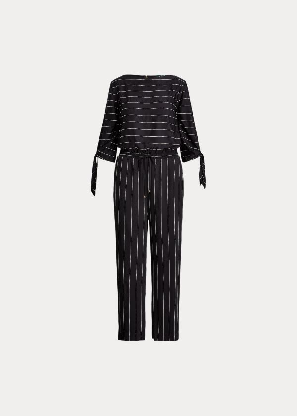 Ralph Lauren Cold-Shoulder Twill Jumpsuit Černé Krém | N2ME8k1x