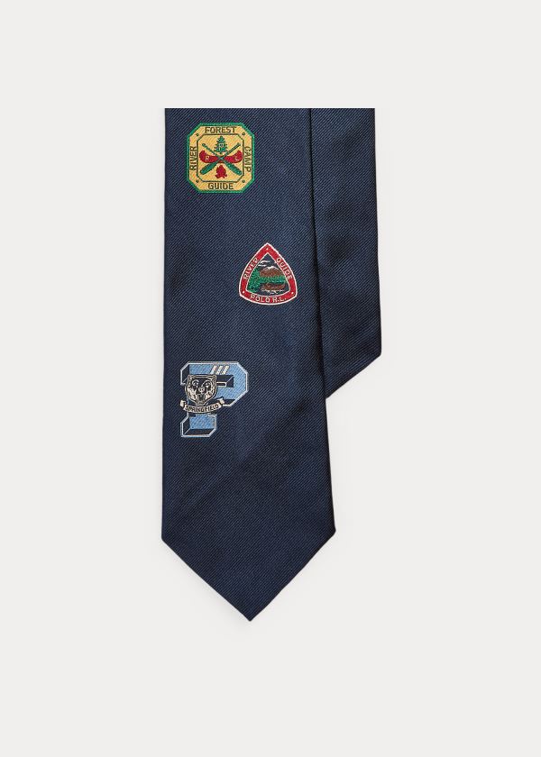 Ralph Lauren Collegiate Camp Silk Tie Tmavě Blankyt | HeybctsW