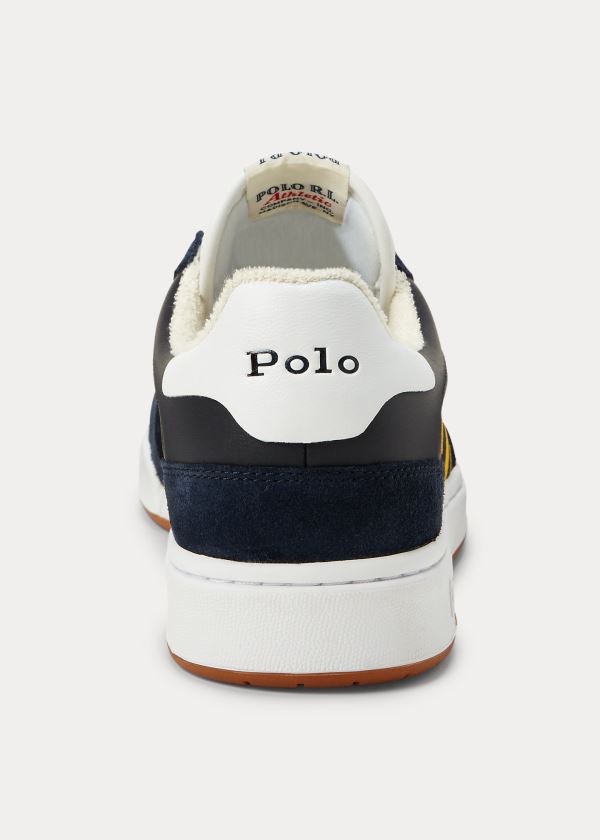 Ralph Lauren Court Læder Sneakers Tmavě Blankyt Zlaté Bílé | B0pz4r4x