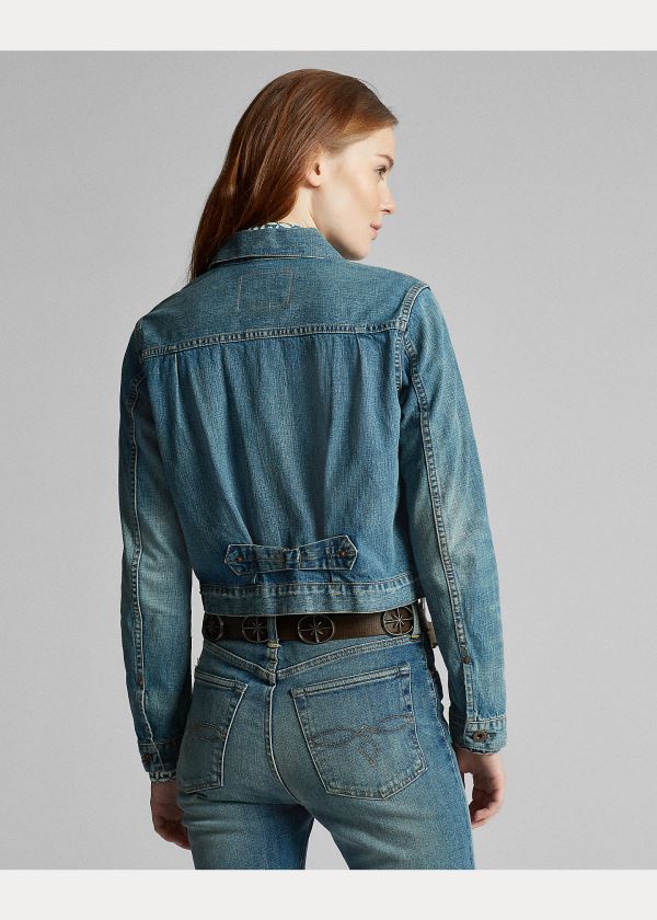 Ralph Lauren Cropped Denim Jacket Olivy Zelené | q8iyUCe9