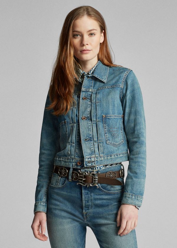 Ralph Lauren Cropped Denim Jacket Olivy Zelené | q8iyUCe9