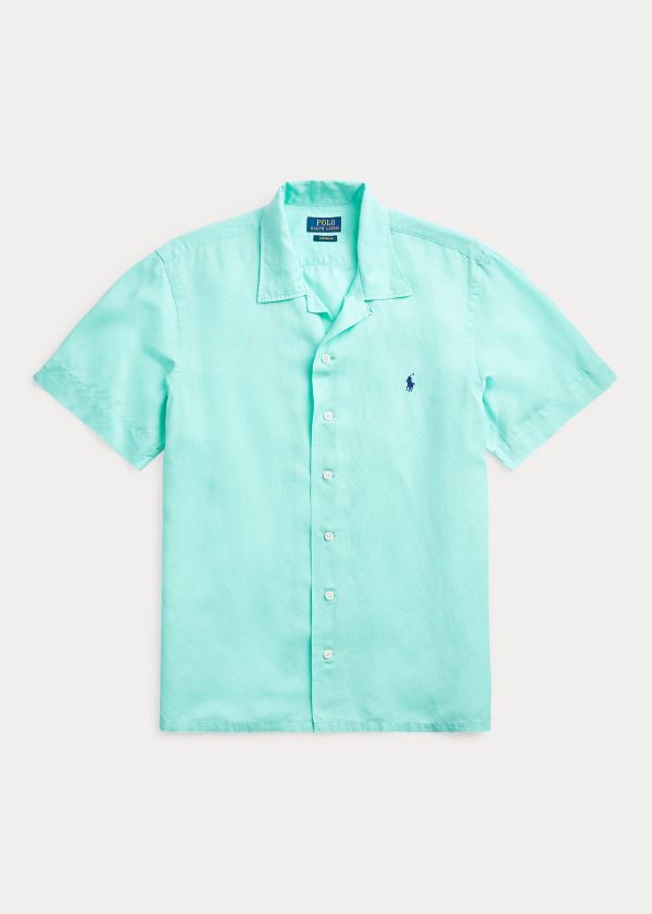 Ralph Lauren Custom Fit Linen-Blend Shirt Zelene | BCyq3ANM