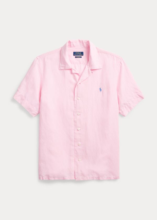 Ralph Lauren Custom Fit Linen-Blend Shirt Růžové | KnG8Misa