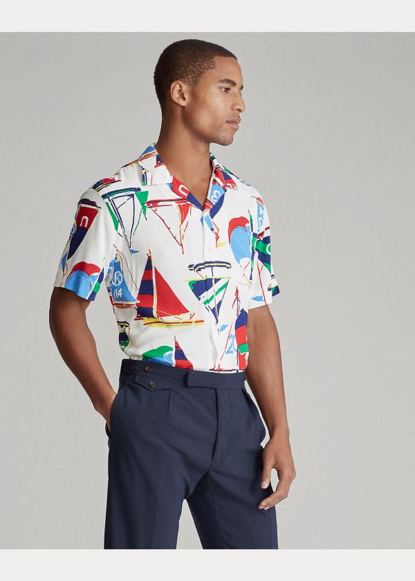 Ralph Lauren Custom Fit Sailboat Shirt Bílé Viacfarebný | 6OfzRd11