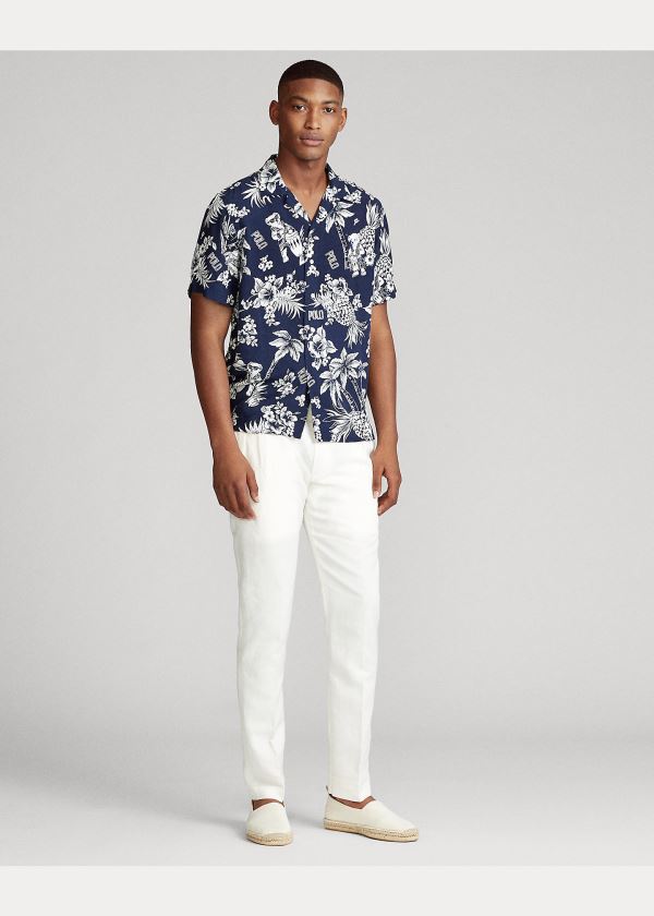 Ralph Lauren Custom Fit Tropical Bear Shirt Tmavě Blankyt Bílé | qimJHFJf