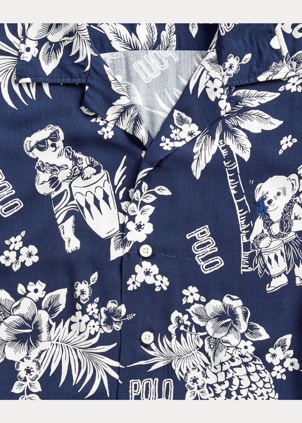 Ralph Lauren Custom Fit Tropical Bear Shirt Tmavě Blankyt Bílé | qimJHFJf