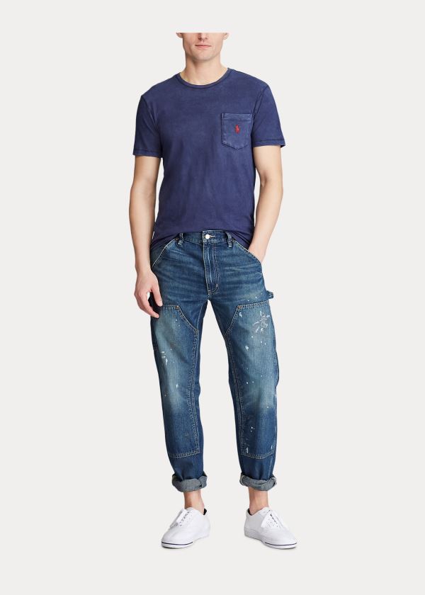 Ralph Lauren Custom Slim Fit Pocket T-Shirt Tmavě Blankyt | fFD3fK0f