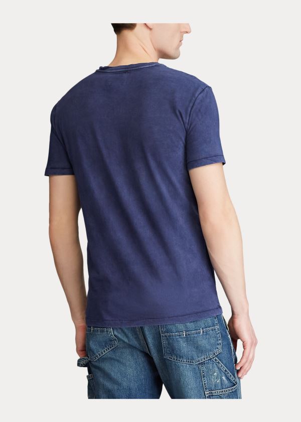 Ralph Lauren Custom Slim Fit Pocket T-Shirt Tmavě Blankyt | fFD3fK0f