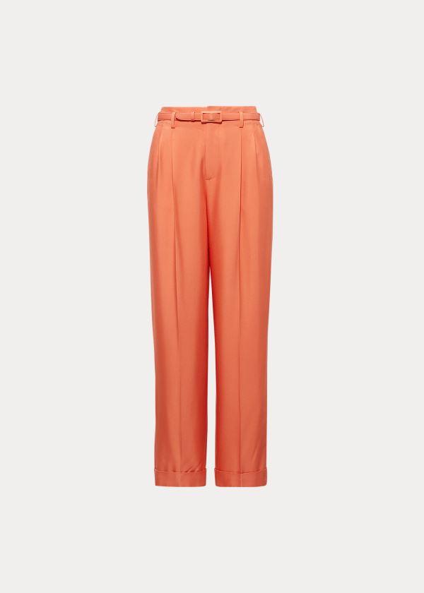 Ralph Lauren Darcy Washed Silk Pant Oranžové | 8Fgu6u9Q