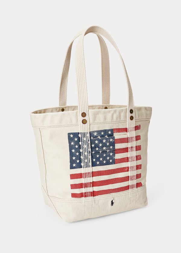 Ralph Lauren Distressed Flag Platene Tote Bílé Viacfarebný | rYeG2NhE