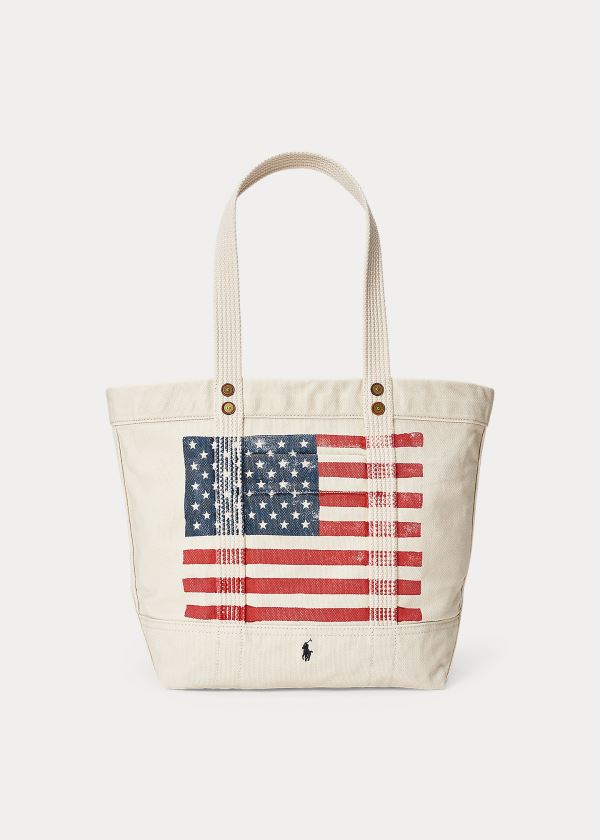 Ralph Lauren Distressed Flag Platene Tote Bílé Viacfarebný | rYeG2NhE