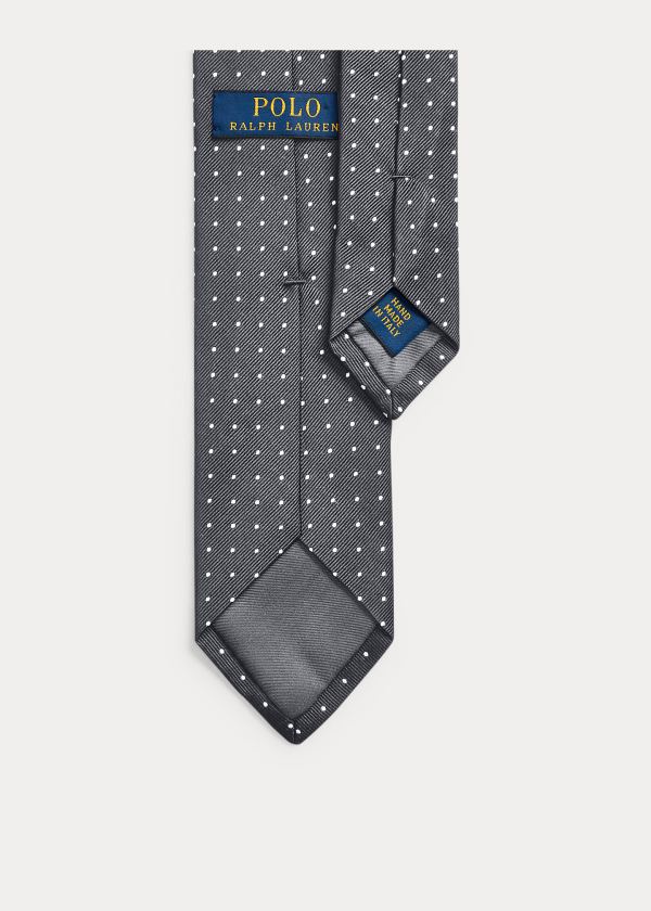 Ralph Lauren Dot Silk Repp Narrow Tie Stříbrné Bílé | xy6l2j5s