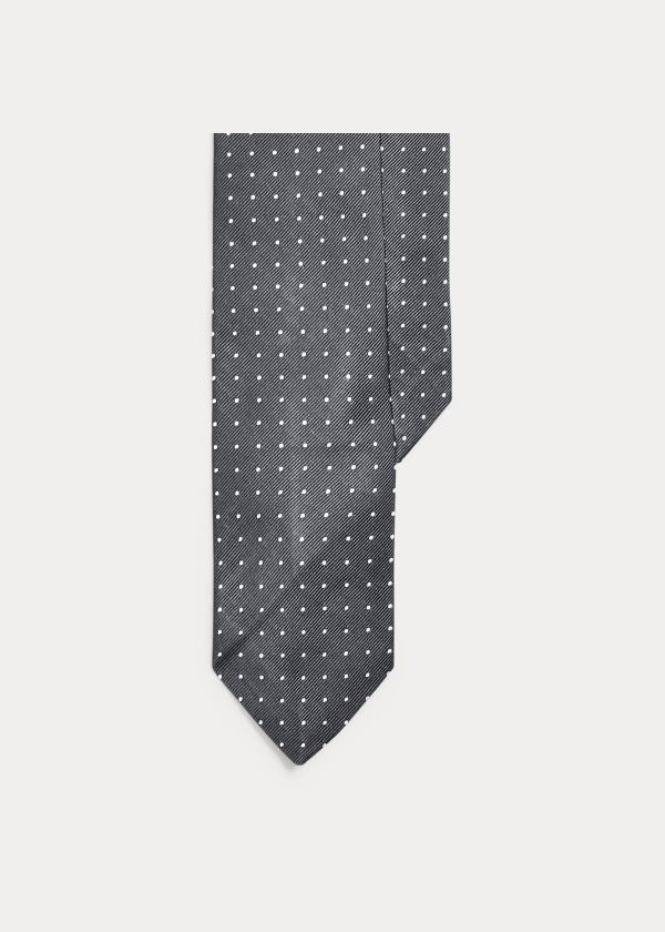 Ralph Lauren Dot Silk Repp Narrow Tie Stříbrné Bílé | xy6l2j5s