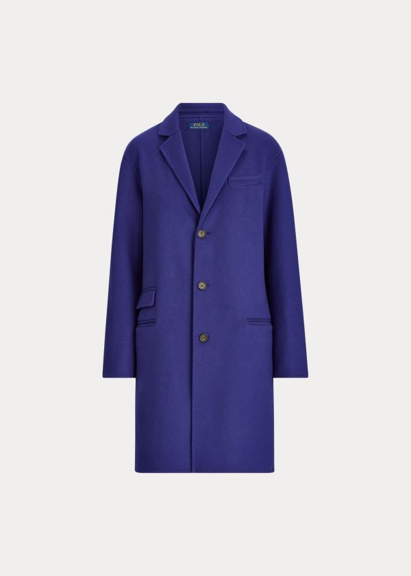 Ralph Lauren Double-Faced Wool-Blend Coat Královská Modrá Blankyt | vSVgHFPp