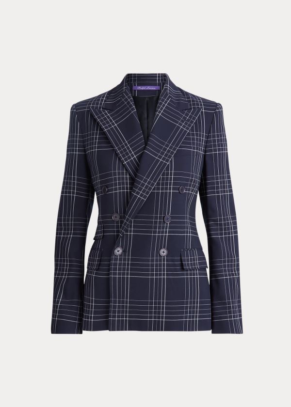 Ralph Lauren Elias Plaid Wool Jacket Tmavě Blankyt Krém | i4iVUc3S