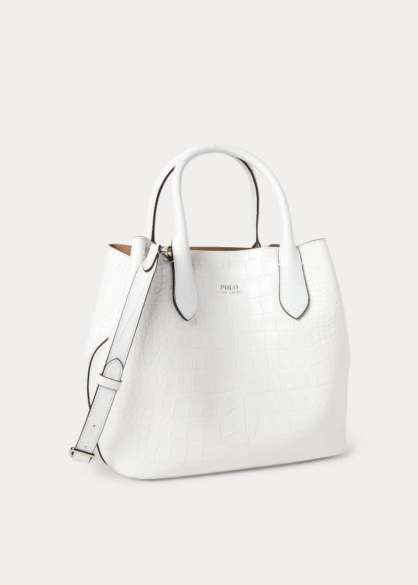 Ralph Lauren Embossed Medium Bellport Tote Bílé | PA191dta