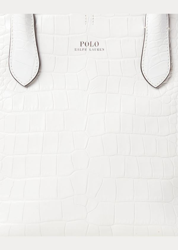 Ralph Lauren Embossed Medium Bellport Tote Bílé | PA191dta