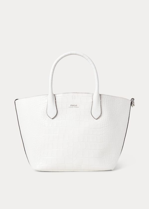 Ralph Lauren Embossed Medium Bellport Tote Bílé | PA191dta