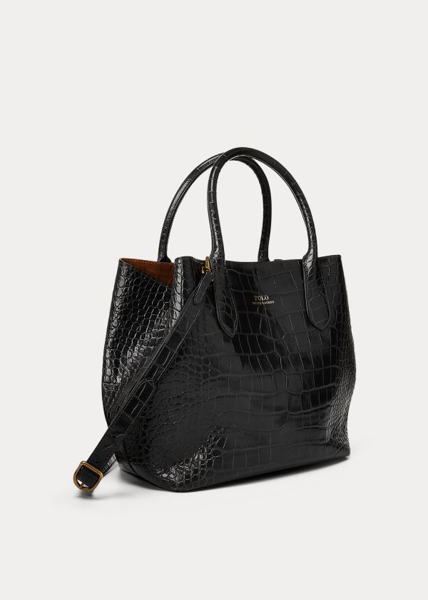 Ralph Lauren Embossed Medium Bellport Tote Černé | tcvGmctZ