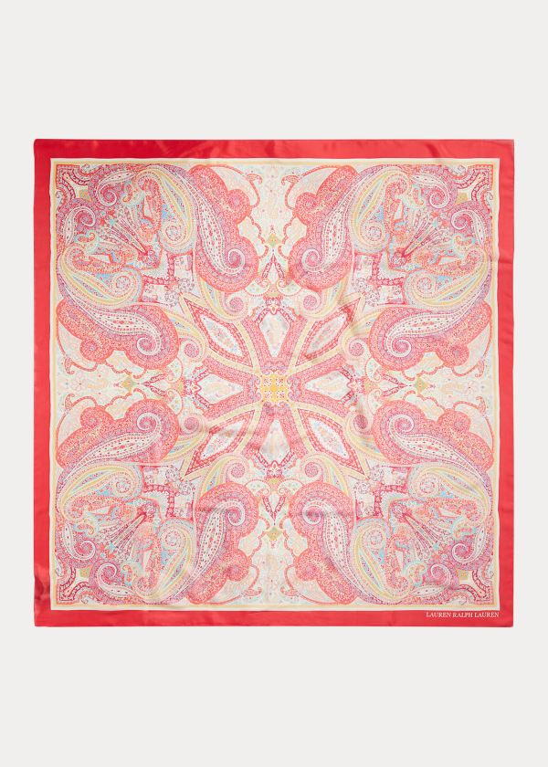 Ralph Lauren Erica Silk Scarf Světle Červené Krém | zfq1QgV3