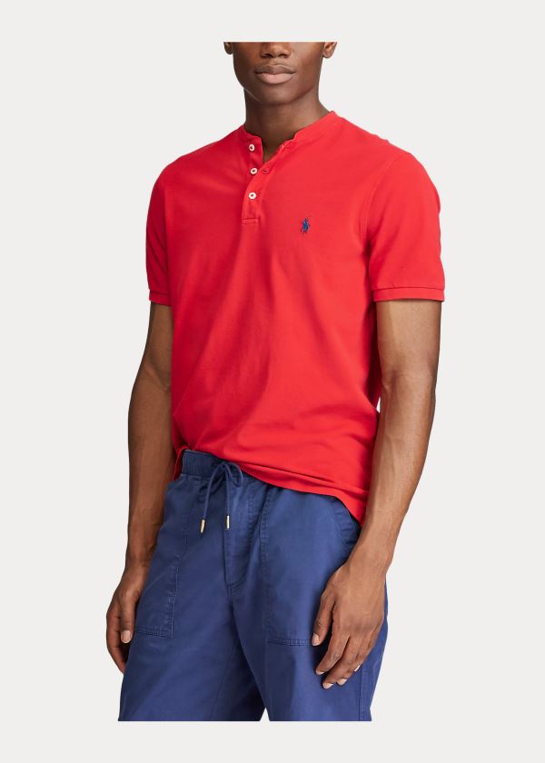 Ralph Lauren Featherweight Mesh Henley Červené | 3FutWQ5s