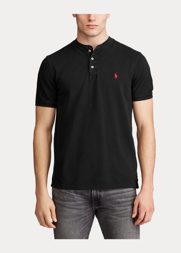 Ralph Lauren Featherweight Mesh Henley Černé | RPqZjPkP