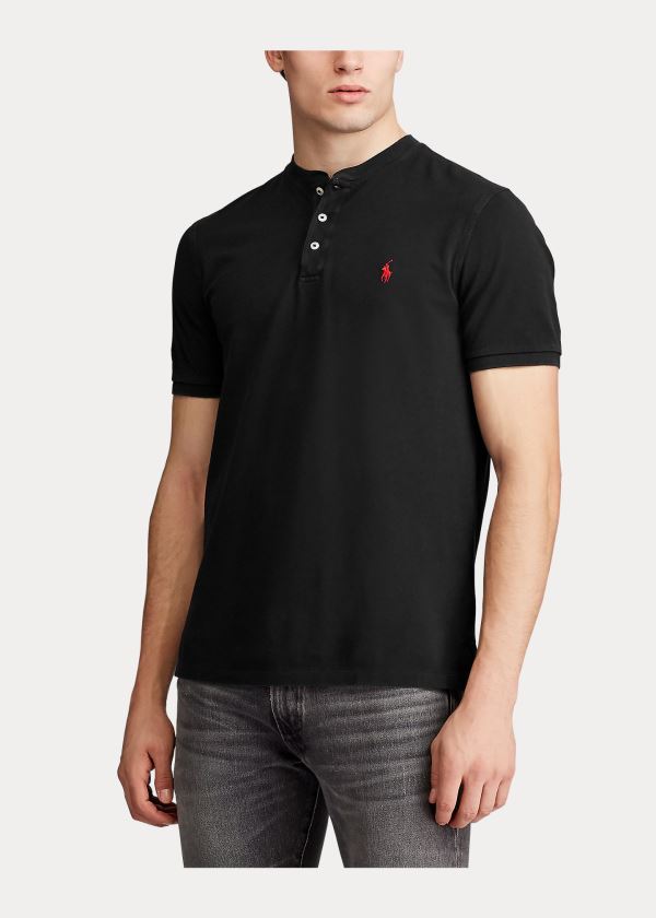 Ralph Lauren Featherweight Mesh Henley Černé | RPqZjPkP