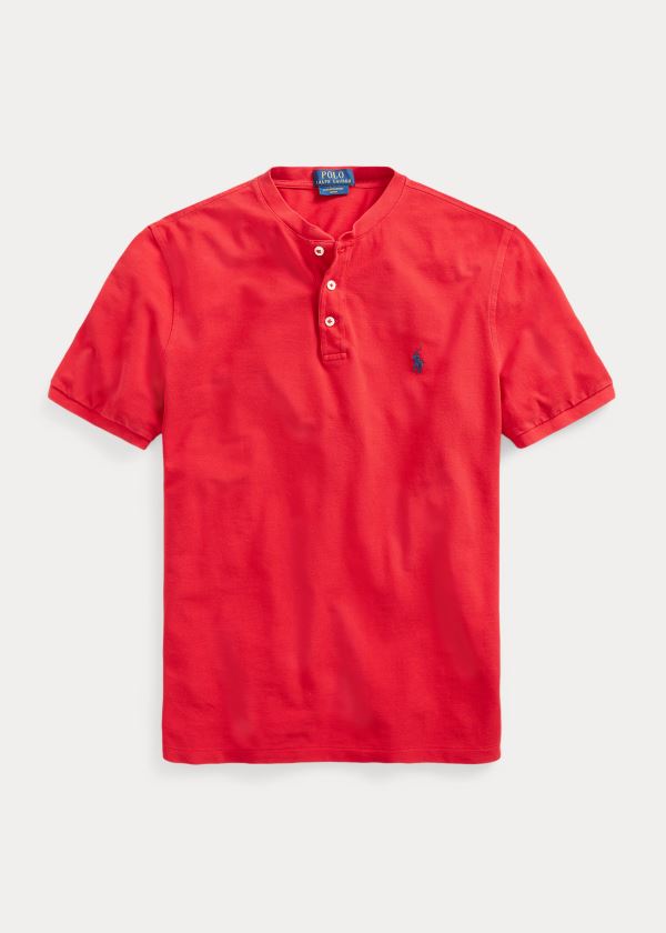 Ralph Lauren Featherweight Mesh Henley Červené | SLIMyeAD