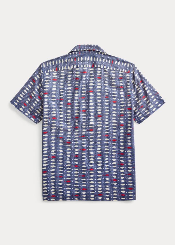 Ralph Lauren Fish-Print Seersucker Shirt Blankyt Červené | O8xkFSTi