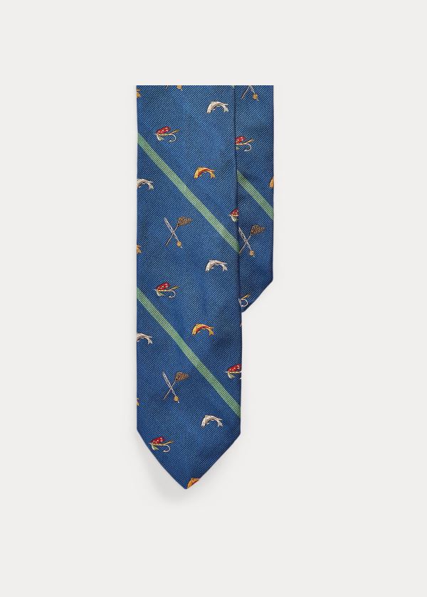 Ralph Lauren Fisherman\'s Club Silk Tie Světle Blankyt | EQXpmoEm