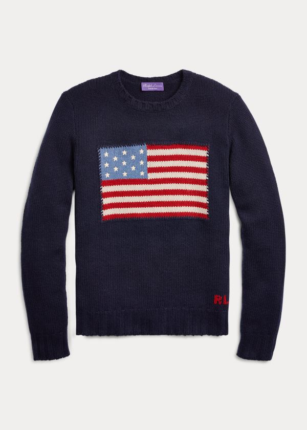 Ralph Lauren Flag Cashmere Crewneck Svetrové Tmavě Blankyt | 0Ups2UhJ