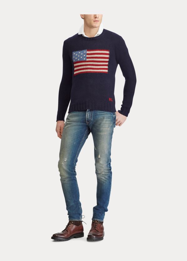 Ralph Lauren Flag Cashmere Crewneck Svetrové Tmavě Blankyt | 0Ups2UhJ