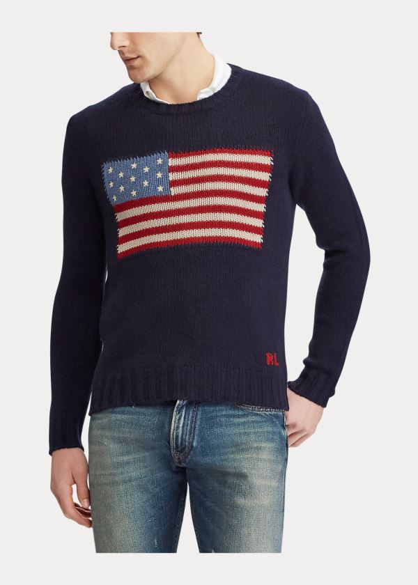 Ralph Lauren Flag Cashmere Crewneck Svetrové Tmavě Blankyt | 0Ups2UhJ