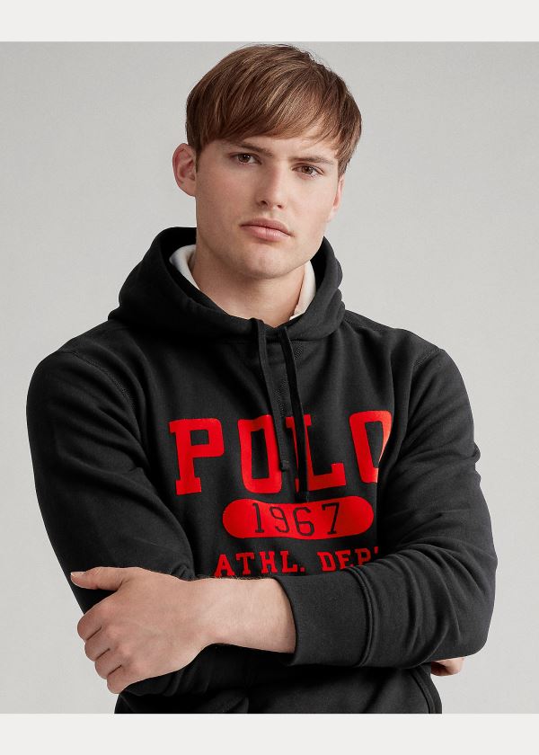 Ralph Lauren Fleece Graphic Hoodie Černé | KYo8w3KT