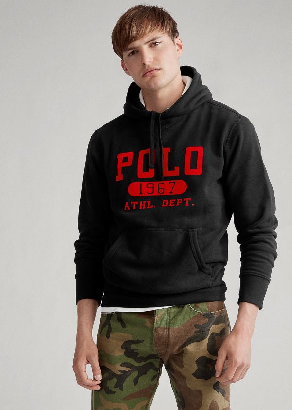 Ralph Lauren Fleece Graphic Hoodie Černé | KYo8w3KT