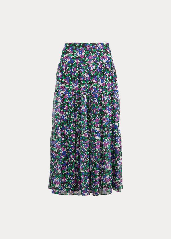 Ralph Lauren Floral Tiered Peasant Skirt Černé Viacfarebný | PcjxTdEv