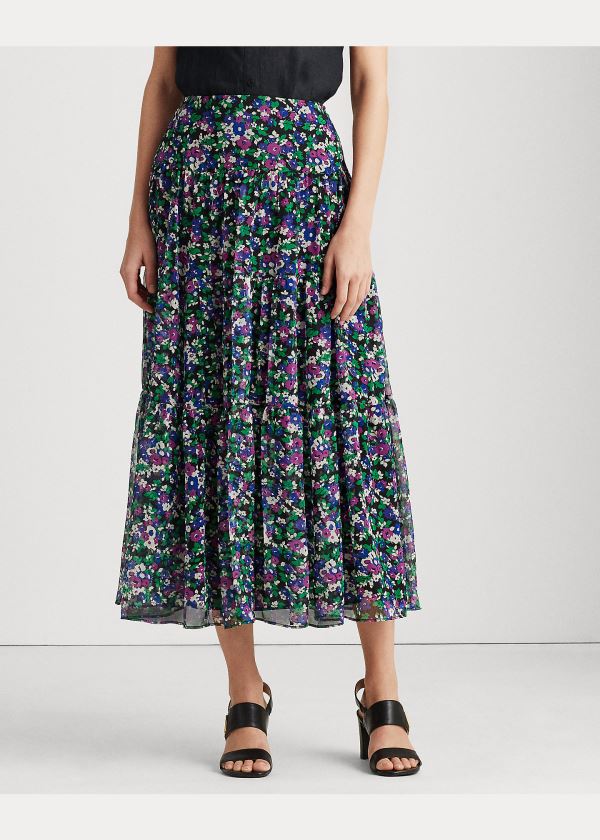 Ralph Lauren Floral Tiered Peasant Skirt Černé Viacfarebný | PcjxTdEv