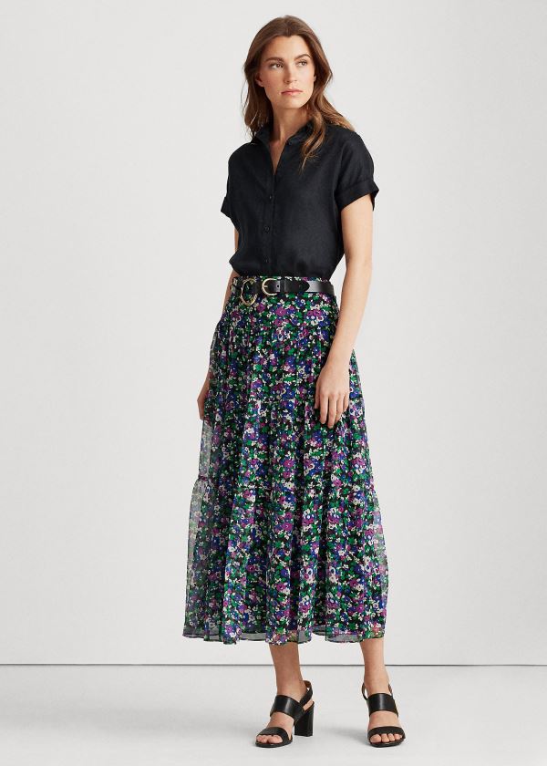 Ralph Lauren Floral Tiered Peasant Skirt Černé Viacfarebný | PcjxTdEv