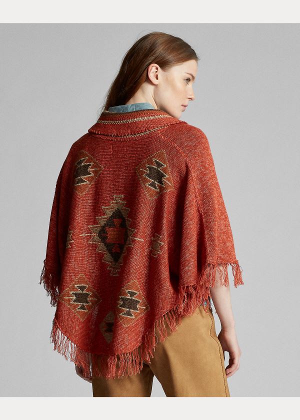 Ralph Lauren Fringe Linen-Blend Poncho Oranžové Viacfarebný | uy07trx8