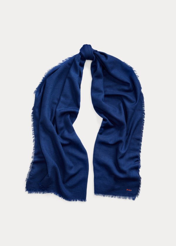 Ralph Lauren Fringe Wool-Blend Scarf Královská Modrá Blankyt | jHCIWij0